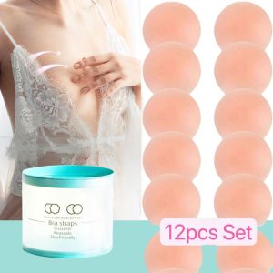 Fashion King #12pcs Nipple Tape with Box Reusable Adhesive Invisible Pasties silicone bra Circular