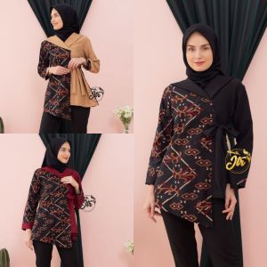 Batik Wanita Atasan Kerja Kondangan Kantor Hajatan Formal Casual Lengan Panjang Terbaru Modern 2021 Zeena Blouse batik twins