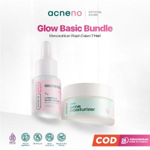 ACNENO Bundle Moist Glow - Luminous Glow Serum 12ml & Pelembab Wajah Daily Acne Mositurizer 50g