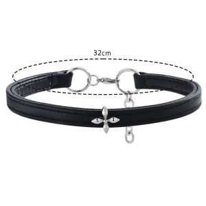 สร้อยคอโชกเกอร์หนังลายขวางดอกไม้เข้มสไตล์พังก์ทันสมัยสร้อยคอระดับกระดูกไหปลาร้าสั้นระดับไฮเอนด์