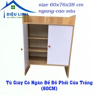 Tủ Giày Gỗ Cánh Cửa Trắng Kết Hợp Ngăn Để Đồ Để Quần Áo Cao Cấp dieulinhshop