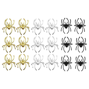 Pack of 6 Multipurpose Spiders Shaped Decorations Halloween Themed Napkin Rings Metal Home Table Accessories