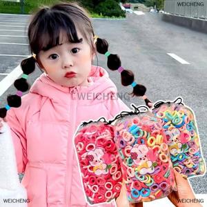 [COD] WEICHENG 100PCS Colorful Basic Nylon Ealstic Hair Band Kids Girls Ponytail Holder Ties Scrunchie Mini Headwear Rubber Bands Hair Rope