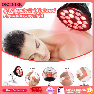 DECINIEE 18 LEDs Red Light Therapy Lamp 54W LED Infrared Light Therapy Device 660nm 850nm for Skin and Pain Relief RED LED Grow Bulbs
