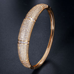 SEQUITO Expensive Ladies Modern Jewelry Silver Gold Plated Micro Pave Sparkle AAAAA Cubic Zircon Women Noble Bangle Bracelet for Engagement Gift B178