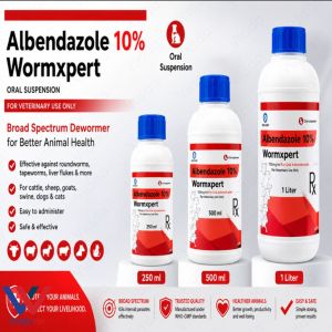 Wormxpert Albendazole 10% Broad Spectrum Animal Dewormer Oral Suspension Veterinary Use