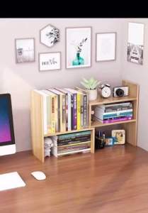 Adjustable Wood Display Desk Shelf Countertop Storage Rack Tabletop Bookshelf Multipurpose Desktop Shelf Organizer