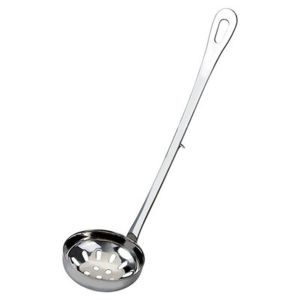 FOUNDTWO Home Restaurant Long Handle with Hook Stainless Steel Dinnerware Soup Ladle Slotted Scoop Tableware Serving Spoon
