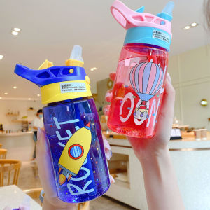 GOXBERK Portable Baby Cartoon Straw Leakproof Water Soft Silica Gel Feeding Cups Childrens Cups Water Bottles Water Sippy Cup