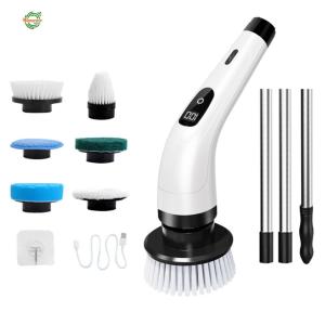 Electric Spin Scrubber Waterproof Rotary Floor Brushes with Extendable Handle Shower Scrubber for Bathtub Tile and Floor [Winnereco World]