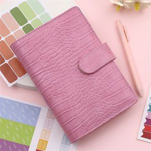 FOUNDTWO Đồ dùng học tập Văn phòng phẩm Vòng Chất Kết Dính Mô Hình cá sấu PU Da A6 Máy Tính Xách Tay Notepad Bìa Chất kết dính Bìa Máy tính xách tay Bìa Loose-Lá Bìa