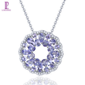 Lohaspie Jewelry Genuine 3.2 Carats 925 Sterling Silver Pendant Natural Tanzanite Pendant Purple Gemstone Pendant Tanzanite Pendant For Women Jewelry Gift