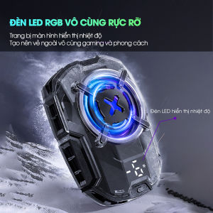 Quạt tản nhiệt điện thoại sò lạnh MEMO DL16 gaming led rgb chông ồn có nút turbo làm mát nhanh tránh giật lag khi chơi game tặng bao tay