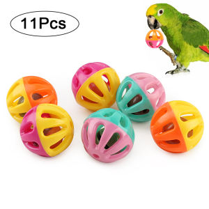 11Pcs Plastic Bird Ball Bell Ball Toy Pet Cat Bird Colorful Ball Toys With Small Bell