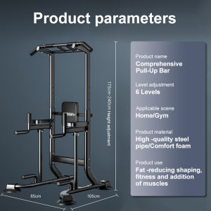 OneTwoFit Multifunctional Pull-Up Bar Station Adjustable Height 6-Position Gym Workout Exercise Stand Fitness Equipment Single Parallel Bars Tower Power Dip For Home pull-ups