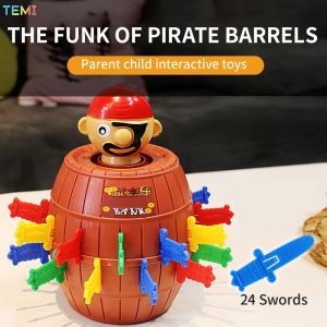 TEMI Pop Up Pirate Barrel Game Saving Box Roulette Pirate Bucket Toy Coin Bank Lord Barrel Roulette Game Toy Novelty Toy Bucket