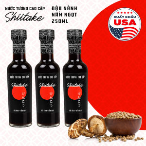 [Tặng 1 nước tương ăn bún 270g] Combo 3 Chai Thuỷ Tinh 250ML Nước Tương Cao Cấp Shiitake Lên Men Từ Nấm Ngọt Và Đậu Nành