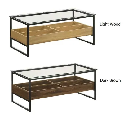 Elegant Rectangular Coffee Table with Transparent Glass Top and Storage - Free Delivery & Installation