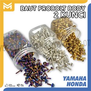 BAUT BODY PROBOLT HENG YAMAHA CHROME CROME CROM HARGA 20BIJI KUNCI ISI 20BIJI HONDA DAN YAMAHA BAUT BODY GOLD TWOTONE TWO TONE 2TONE UNIVERSAL HONDA YAMAHA Mio Xeon Nmax Jupiter Vixion Maxi Lexi Aerox Xride Fino Soul Freego BEAT FI ESP DELUXE PCX SCOOPY