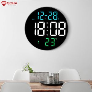 JD-8010 Jam Dinding Digital LED Besar 9 Inch Alarm Free Remote Control Design Mewah