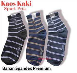 (isi 3psg) Kaos Kaki Pria Atas mata Kaki Motif Garis / Kaos Kaki Sport Dewasa Bahan Spandek Premium