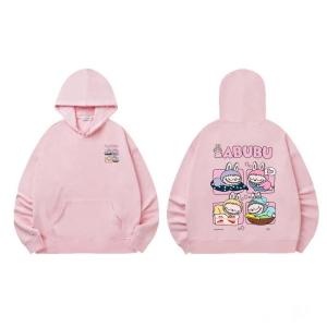 Áo Hoodie Trẻ Em - Phong Cách Hàn Quốc Chất Nỉ Cotton Ấm Áp Mềm Mịn Hình 2 Mặt Áo 4 Bé Labubu Ngủ