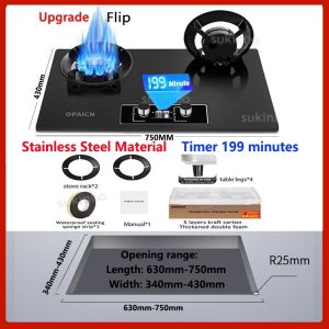 Gas Stove Double Burner 9KW Magic Stove Dapur Gas Memasak Flip Gas Stove Cooker Stainless Steel Hob Cooker Time Gas Stove