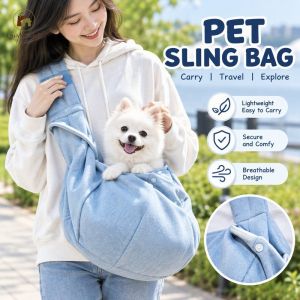 Portable Pet Sling Carrier Bag Breathable Lightweight With Pocket For Small Dog Cat Outdoor Daily Walking Use