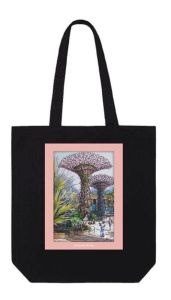 Uniquely Singapore Canvas Tote Bag - Gardens by the Bay by local artist Joanna Wong.