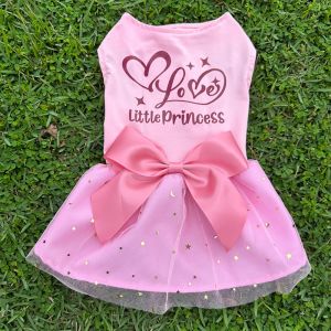 OUTOPEN Sequin Dog Dress Mesh Breathable Cat Apparel Adorable Lightweight Dog Princess Dress Small Dogs