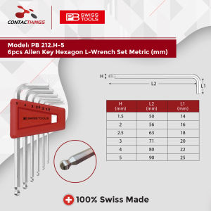 PB SWISS TOOLS 6pcs Allen Key Hexagon L-Wrench Set Metric (mm) PB 212.H-5