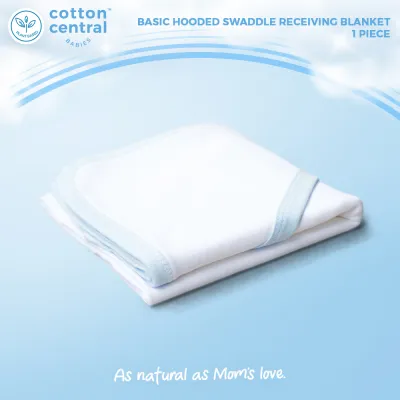 Cotton Central™ Basic Hooded Blanket Swaddle Newborn Infant Receiving Baby 100% USA Cotton Boy Girl Stuff And Clothes
