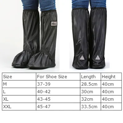 Carstorm Reusable Overshoe Cycling Motorcycle Bike Rain Boot Waterproof Shoes Cover Black Reflector High Top Clear Shoes