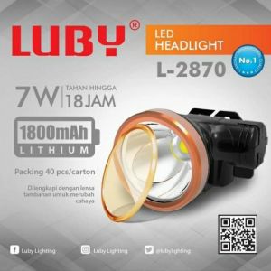 L-2870K SENTER KEPALA LUBY Charger 7 Watt L 2870k Tahan 18 Jam senter luby