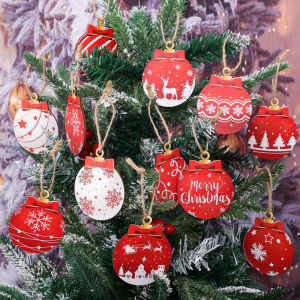 12Pcs/Set Merry Christmas Tree Ornaments Set Xmas Tree Hangings Ball Decor DIY New Year Wedding Party Pendant