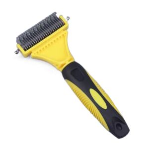 FANGAN Two-Sided Shedding Two-Sided Shedding Comb Stainless Steel Comfortable Handle Undercoat Rake Comb Pet Grooming Products Efficient Hair Remover Comb For Dog Cat