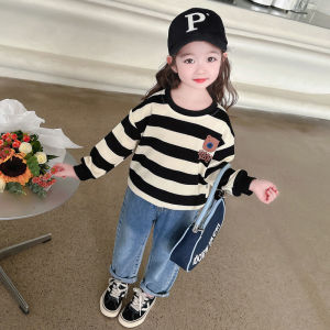 เสื้อสเวตเตอร์เด็กฤดูใบไม้ผลิเวอร์ชั่นเกาหลีของเด็กผู้หญิงลายหัวหมีน่ารักท็อปส์ซูแฟชั่นจัมเปอร์เด็กผู้หญิงฤดูใบไม้ผลิ