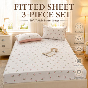 In Stock Minimalist Floral Fitted Sheet Set 3PCS – Soft Presko Breathable | Free Shipping Fast Delivery Add-on Deal #SoftGirlPH