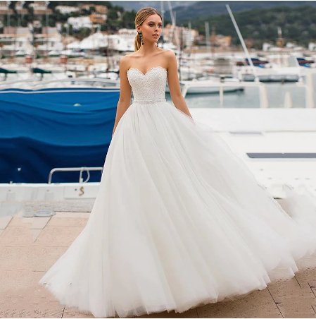 Gaun Wedding Dress 2021 Strapless Sweetheart Auknia Slubna Lace-Up