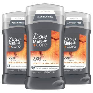 DOVE MEN + CARE Lăn khử mùi không chứa nhôm hương gỗ đàn hương mộc mạc dành cho nam 3 gói 3 oz