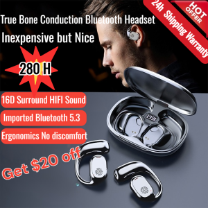 🔥On Sale💕No Pain After Long Wearing❗【99H Endurance Real Bone Conduction Ear Hanging Bluetooth Headset】99H续航真正骨传导挂耳蓝牙耳机Home Ear-Hook Headphones/Waterproof and Not Easy to Fall off Wireless Sports Headphones