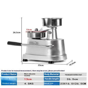 Manual Round Burger Patty Press Heavy Duty Meat Shaping Maker Hamburger Forming Machine for Commercial Use