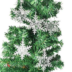 6pc/set Christmas Snowflake Winter Party Transparent Crystal Acrylic Snowflake Christmas Tree Pendant Christmas Home Decoration