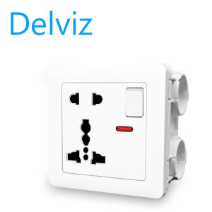 Delviz(international brand)(UK/EU/USA socket) universal wall power socket 13A with switch control.Five-hole panel 86 mm * 86 mm wall socket.