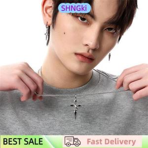 SHNGki Vintage Cross Pendant Necklace For Mens Versatile Chain Trendy Sweat Shirt Hanging Punk Chain Jewelry Gift