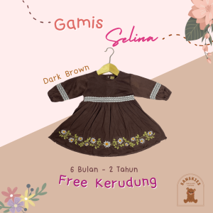 0 - 1 Tahun Setelan Gamis Muslim Selina Free Kerudung Jilbab Baby Anak Perempuan Murah Terjangkau / Tunik Gamis Syari Baby Gaun Bayi Bahan Katun / Bisa COD Bayar di Tempat