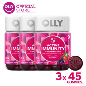 [Bundle of 3] OLLY Active Immunity Gummy Supplements w/ Elderberry & Immunity Blend for Immune Support (EXP: 02/2027)