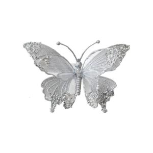 Shatterproof Butterfly Christmas Decoration 25Cm Glittering Mesh Wing Design Indoor Outdoor Holiday Party Supplies