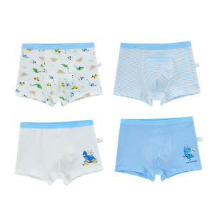 KUCHAR 4 PCS 100% cotton Boys Underwear Cartoon Design Kids Colourful Underpants Boxer Shorts Kid Panties for 2-12 Years Childrens Clothing Boyleg Panty