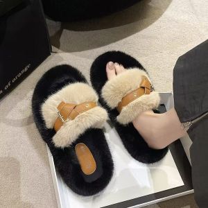 [Free Shipping] Thick-Soled Slippers For Women New Summer Outdoor Style Fashionable And Fluffy Suitable For Wearing Outside In Autumn And Winter